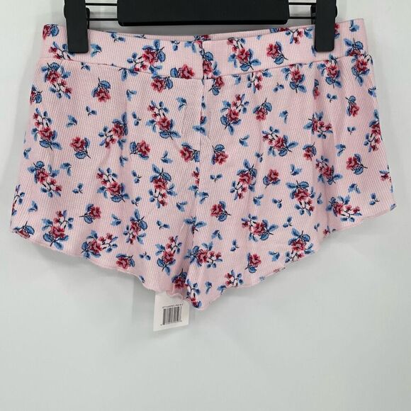 Revolve Plush Floral Micro Waffle Knit 2 Piece Pajama Set Women Medium Pink - Picture 7 of 10